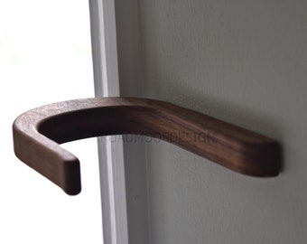 Minimalist Curtain Holdback, Walnut Curtain Tie Back, Curved Floating Curtain Holder, Window Curtain Hook