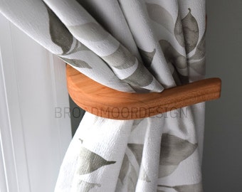 Minimalist Curtain Holdback, Cherry Curtain Tie Back, Curved Floating Curtain Holder, Window Curtain Hook