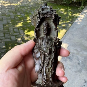 Vintage Copper Guanyin Bodhisattva Statue tibet buddha Kwan-Yin Guan Yin Bodhisattva Goddess of Compassion  buddhism ornaments decor YYMM331