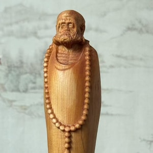 Tibet Wooden buddha statue, Vintage Hand Carved Wood Dharma  figurine, Meditation Zen Decor, Bodhidharma Buddha statue Ornament Buddhism Art