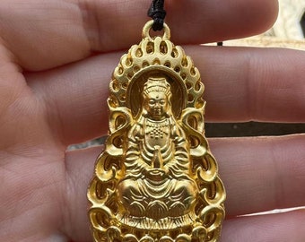 Ciondolo in lega raffigurante Guan Yin, Bodhisattva, Dea della Compassione e della Guarigione, Scultura Kwan-yin, Buddhismo dell'Illuminazione Orientale, regali per la meditazione