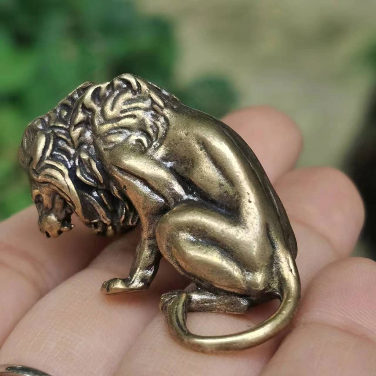 Miniature Brass Lion Figurine Model Ornament Retro Animal Statue Home ...