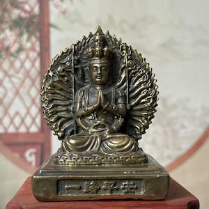 Tibetanisches Kupfer Tausendarmige Guanyin-Statue, Tausendhändige Quan Yin Buddha-Statue Buddhistische Avalokiteshvara Kuanyin Göttin des Mitgefühls