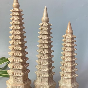 Tibet wood tower statue, wood carving  Meditation, Zen ,car decor,  crafts  ornaments collection