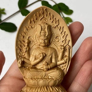 Tibet Wooden buddha statue, Vintage Hand Carved Wood Monk figurine, Meditation Zen Decor, Car decor wood carving Collectible buddha MY35