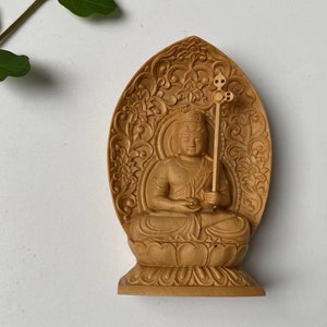 Tibet Wooden buddha statue, Vintage Hand Carved Wood Monk figurine,Meditation Zen Decor,car decor wood carving Collectible tara Prayer  MY16