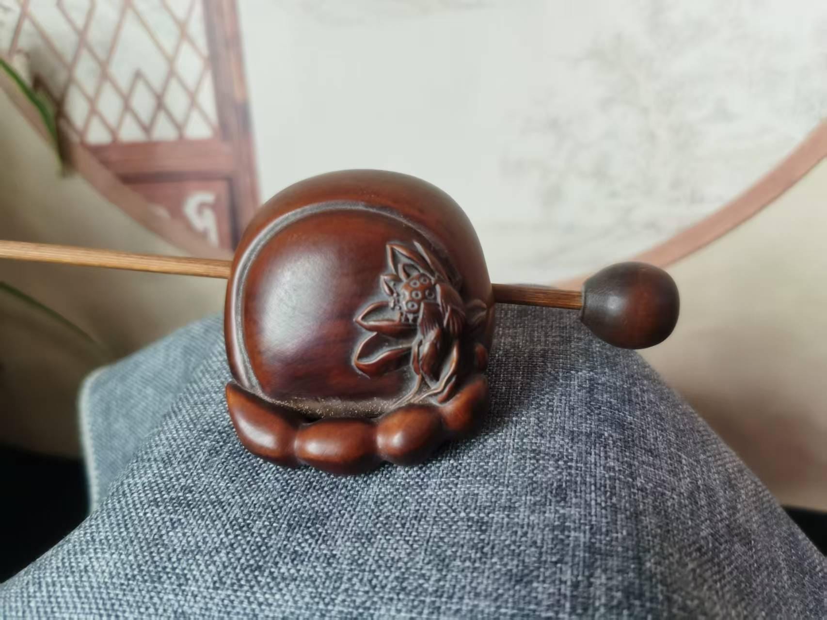 Handcrafted Wooden Muyu Mokugyo Buddhist Monk Instrument Drum Fish Altar Fittings, Wooden Fish With Mallet Hammer Decor Chanting Imitation .