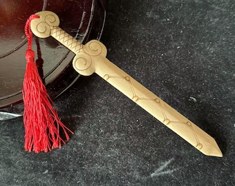 Natural Peach Wood Sword Chinese Traditions Feng Shui Blessing Exorcise Evil,Amulet Decor Peach 7 Star Pattern Drive Out Evil Spirits MY5165