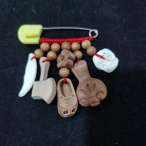 Wood Lucky Charms With Wolf Fang, Feng shui Talisman, Helps to ward off evil, Amulet Omamori, Shrine Remove Trouble Portable Protection