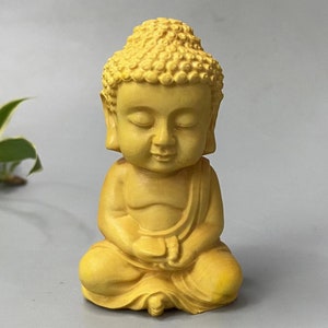 Tibet Wooden buddha statue, Vintage Hand Carved Wood Monk figurine,Meditation Zen Decor,car decor wood carving little monk Buddhaz zen  MY15