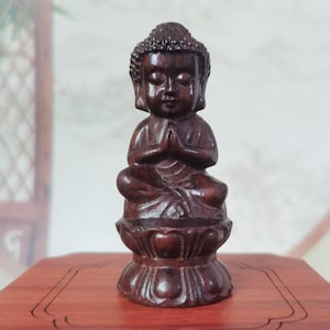 Natural Hand Carved Wooden Small buddha statue, Exquisite Unique Wood Monk figurine, Home decor wood carving gift,Meditation Zen car Decor.