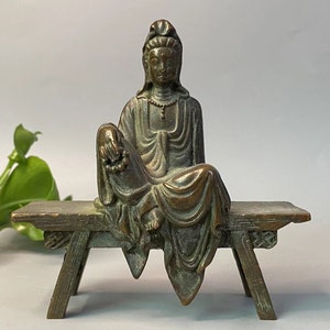 Copper Guan Yin Bodhisattva Tara Statue Goddess  Healing Meditating Sculpture Eastern Enlightenment Buddhism meditation yoga decor YYMM119