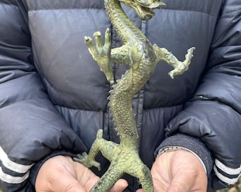 NW Dragon tuindecoratie, drakenfiguren, tuin, tuinfiguur, draak, strekt de tong uit, tuindecoratie, figuren voor buiten, hars (16 × 13 × 9 cm