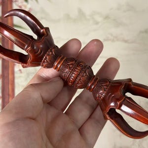 Nepal trästöt, tibetansk trä Dorje Phurpa-stöt, Vajra Exorcism FaQi-bön, amulett Esoterisk Dorje Buddha Tantra Buddhism