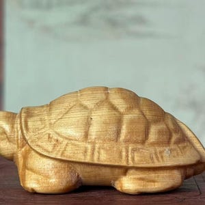 Tibet Träsnidad Feng Shui Sköldpadda Staty, Vintage Luck Loong Sköldpadda Figur Långliv Odjur Skulptur Te Husdjur Lyckobringare