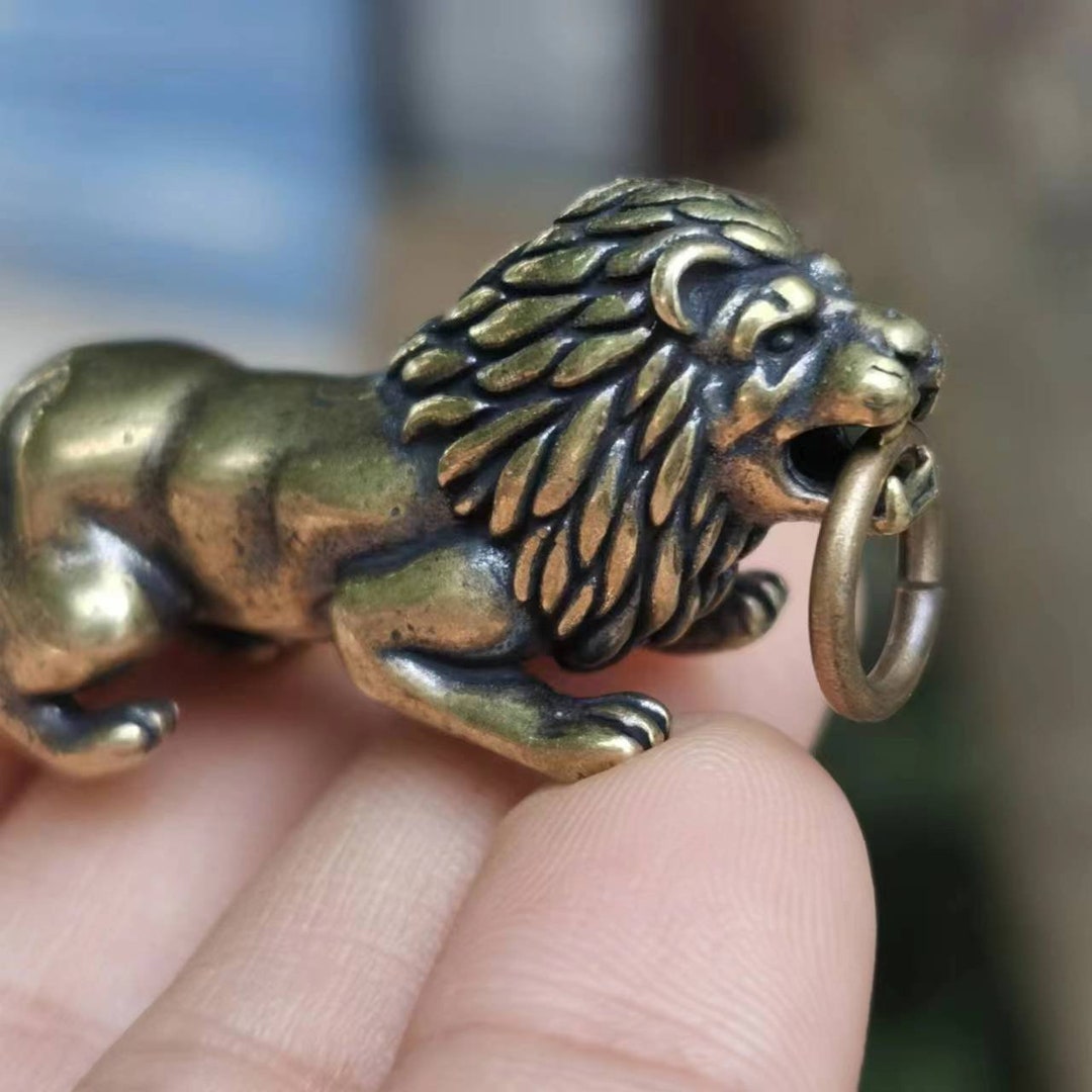 Miniature Brass Lion Figurine Model Ornament Retro Animal Statue Home ...