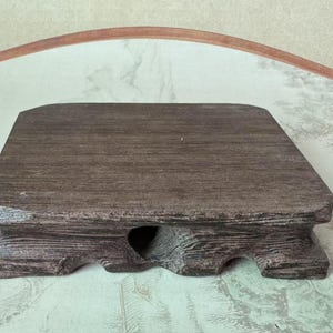 Mini  Vintage Wood Footed Square Base Display Stand Holds Vase Base, Sandal Wood Retro Antique Holder, Asian Oriental Brown Wood ornaments