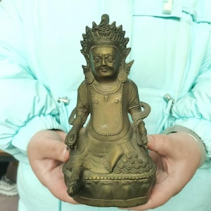 Tibetan Buddhism Tantric God of Wealth Deity Mala Bodhisattva Retro Yellow Jambhala Buddha Statue Hindu Praying Meditation buddhist blessing