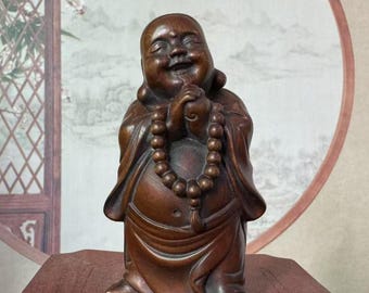 笑う弥勒仏像、微笑む弥勒仏、幸せな仏像、仏教美術風水、室内装飾用の