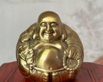 中国銅製 幸せに笑う弥勒仏像、チベットの笑う太った仏像、仏教寺院の