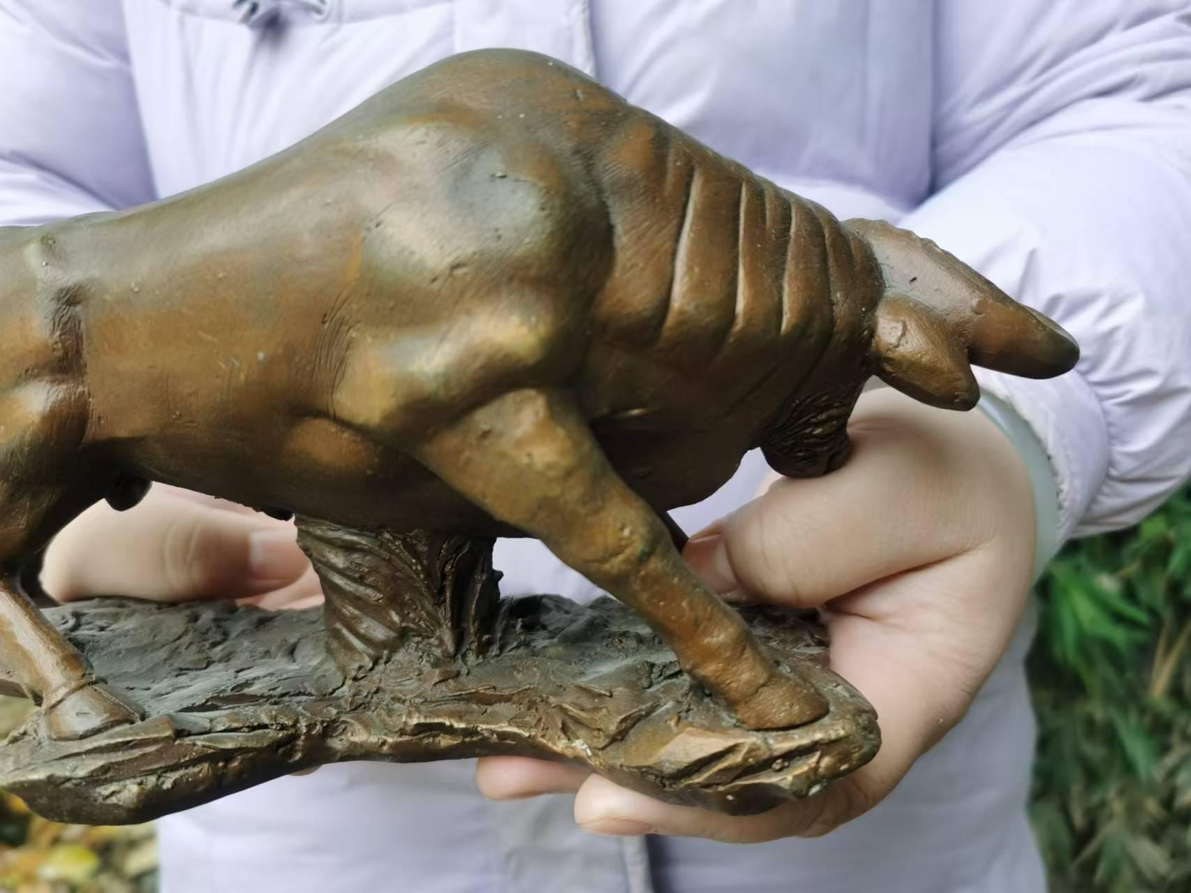 Vintage Wall Street Bronze Fierce Bull OX Statue, Feng Shui Bull ...