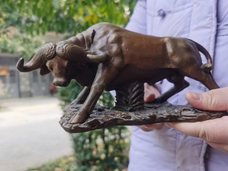 Vintage Wall Street Bronze Fierce Bull OX Statue, Feng Shui Bull ...