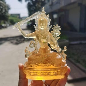 Tiebt Liuli Glass Crystal Buddha Statue Coloured glaze Shakyamuni Figure,Nepal buddhism Kuan yin Tara Godness Bodhisattva sculpture Ornament