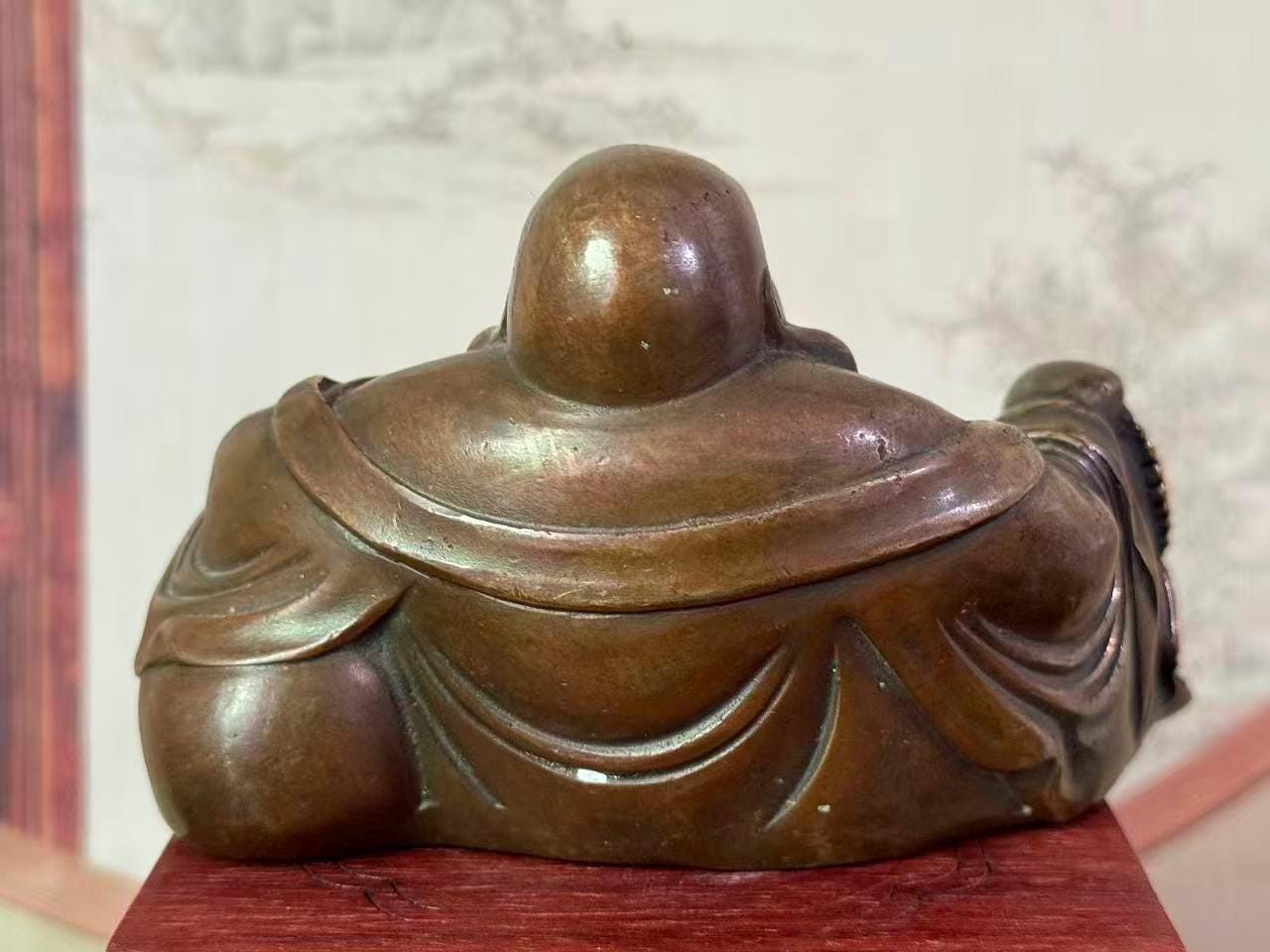 中国銅製 幸せに笑う弥勒仏像、チベットの笑う太った仏像、仏教寺院の