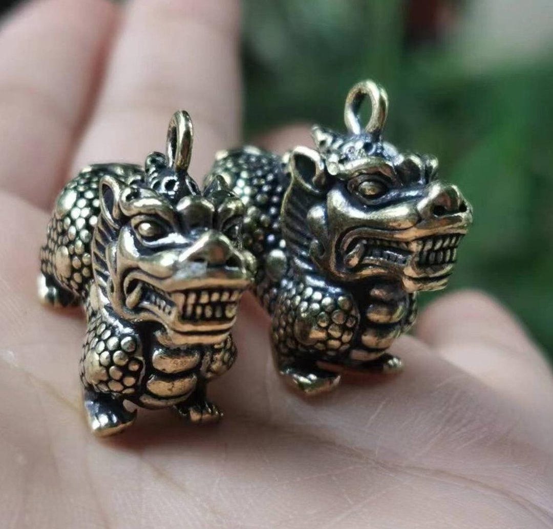 A Pair of Feng Shui Mini Imperial Guardian Chi Lin/kei Loon/qi Lin for ...