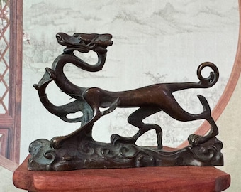 Alte Tibet Kupfer Drache Tier Statue Alte chinesische Bronze 12 Sternzeichen Stehende Drache Statue Skulptur, Reichtum Fengshui Dekor Goldene Loong 8