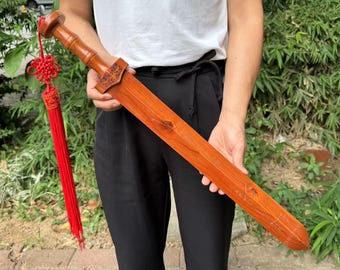 Natural Peach Wood Sword Chinese Traditions Feng Shui Blessing Exorcise Evil, Amulet Decor Peach 7 Star Pattern Drive Out Evil Spirits craft
