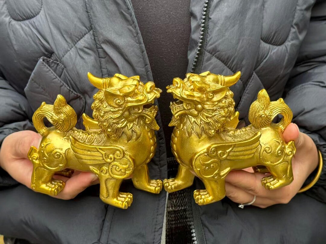A Pair of Feng Shui Imperial Guardian Chi Lin/kei Loon/qi Lin for Anti ...