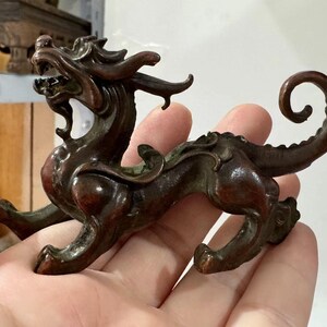 Mini Copper Feng Shui pixiu Guardian Chi Lin/qi Lin Home Office Decoration Housewarming Congratulation Gift Qilin Pen holder ornaments YM326