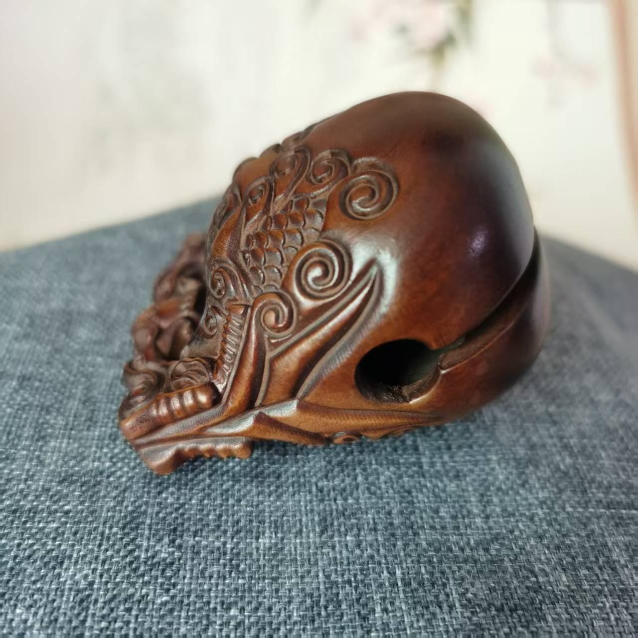 Natural Retro Wooden Muyu Mokugyo Buddhist Monk Instrument Drum Fish ...