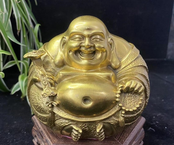手作り工芸品仏像置物 弥勒仏 笑う仏 真鍮色銅 リビングルーム 家庭用