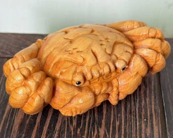 手作りの木彫り工芸品カニ装飾置物彫刻アートワークファミリーオフィス