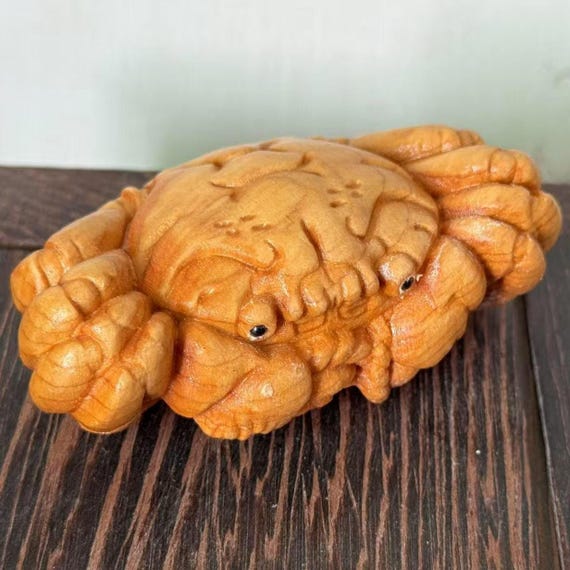 手作りの木彫り工芸品カニ装飾置物彫刻アートワークファミリー