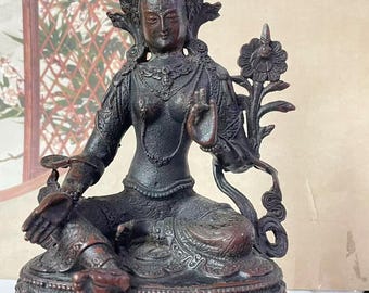 Tibetaans koperen Boeddhabeeld Woondecoratie Buiten voor Zen Decor Buda Binnen Cadeau voor ontspanning Meditatie of heiligdom Feng shui-cadeau.