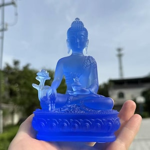 Tiebt Liuli Glass Crystal Buddha Statue Coloured glaze Shakyamuni Figure,Nepal buddhism Kuan yin Tara Godness Bodhisattva sculpture temple 6