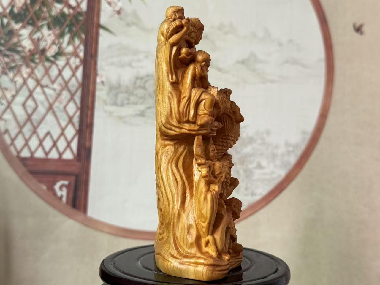 木製仏像彫刻、18羅漢木彫りの中国仏像、リビングルームの 木製仏像彫刻、18羅漢木彫りの中国仏像、リビングルームの