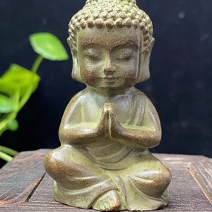 Copper carving Little Monk Meditating Buddha Mini Dharma Peace Bodhisattva Tibetan Buddhism Tathagata Miniature Amitabha Idol in Meditation
