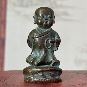 Tibet buddha statue,Brass Buddha Idol Monk figurine Fengshui Zen Buddhism Buddhist Gifts Meditation,Zen car decor,Pocket Buddha small Buddha