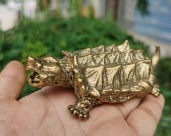 ヴィンテージ銅製亀像、ブロンズ製コレクターフィギュア、ホームレトロ
