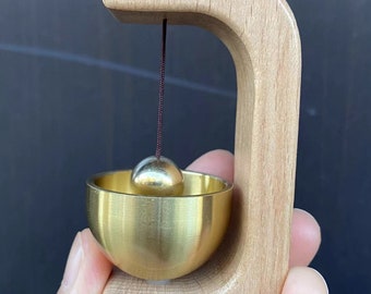 Brass Bell for Door Opening Decorative Wooden bell/ Hanging Bell Windows and Refrigerators Doorbell for Business When Entering Chime YM159