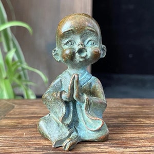 Tibet Copper happy Little Monk Miniature sitting Buddha,Fengshui Buddhism Gifts Meditation,Peace Zen ,car decor,Pocket Buddha Amitabha Yoga.