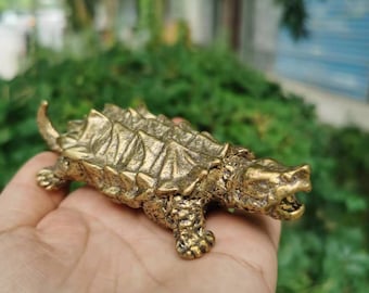 ヴィンテージ銅製亀像、ブロンズ製コレクターフィギュア、ホームレトロ