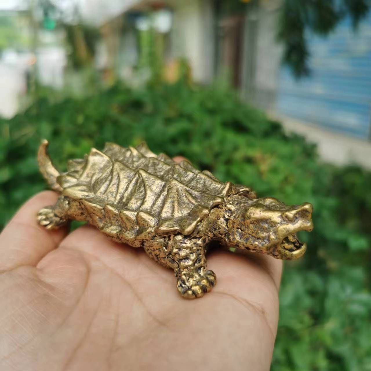 ヴィンテージ銅製亀像、ブロンズ製コレクターフィギュア、ホームレトロ