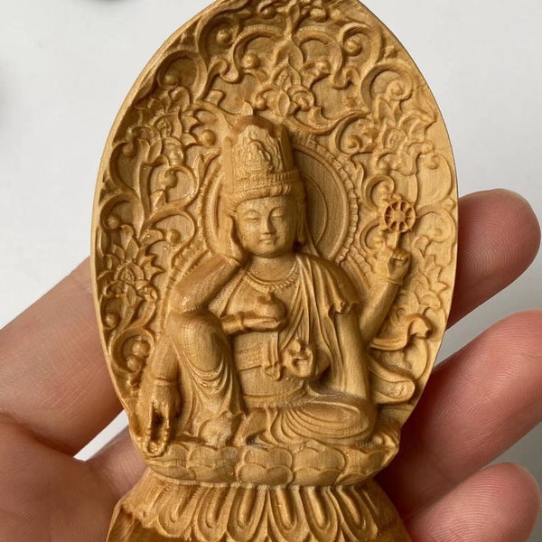 Tibet Wooden buddha statue,Vintage Hand Carved Wood Monk figurine,Meditation Zen Decor,car decor wood carving Collectibles mall Buddha zen