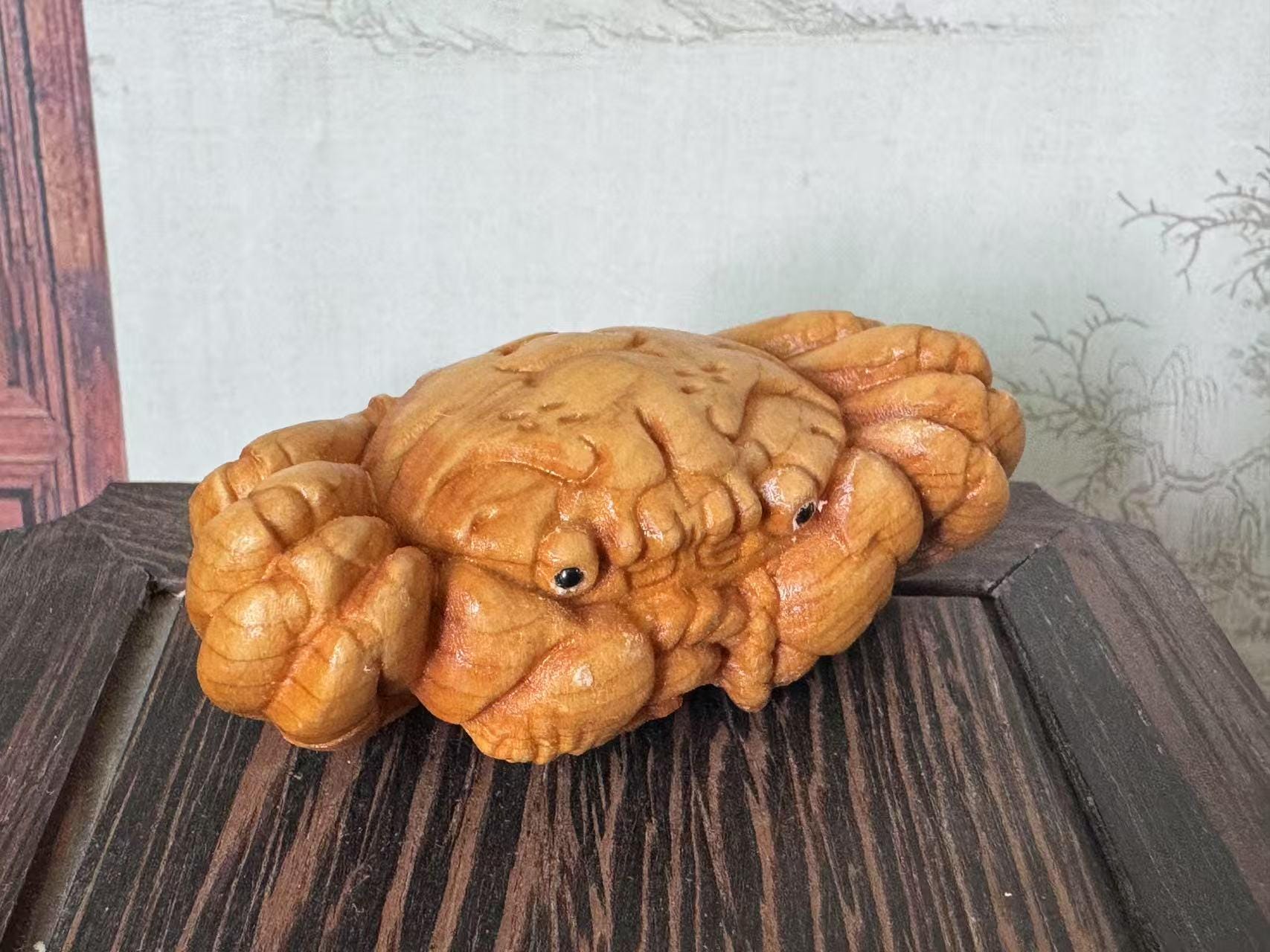 手彫りカニの木彫りオブジェ 手彫りカニの木彫りオブジェ 手彫りカニの木彫りオブジェ 2025年