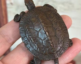 Vintage Red Copper Turtle Statue, Bronze Figures  Home  Decor,Longevity Tortoise Feng Shui Ornament Symbol of Peace